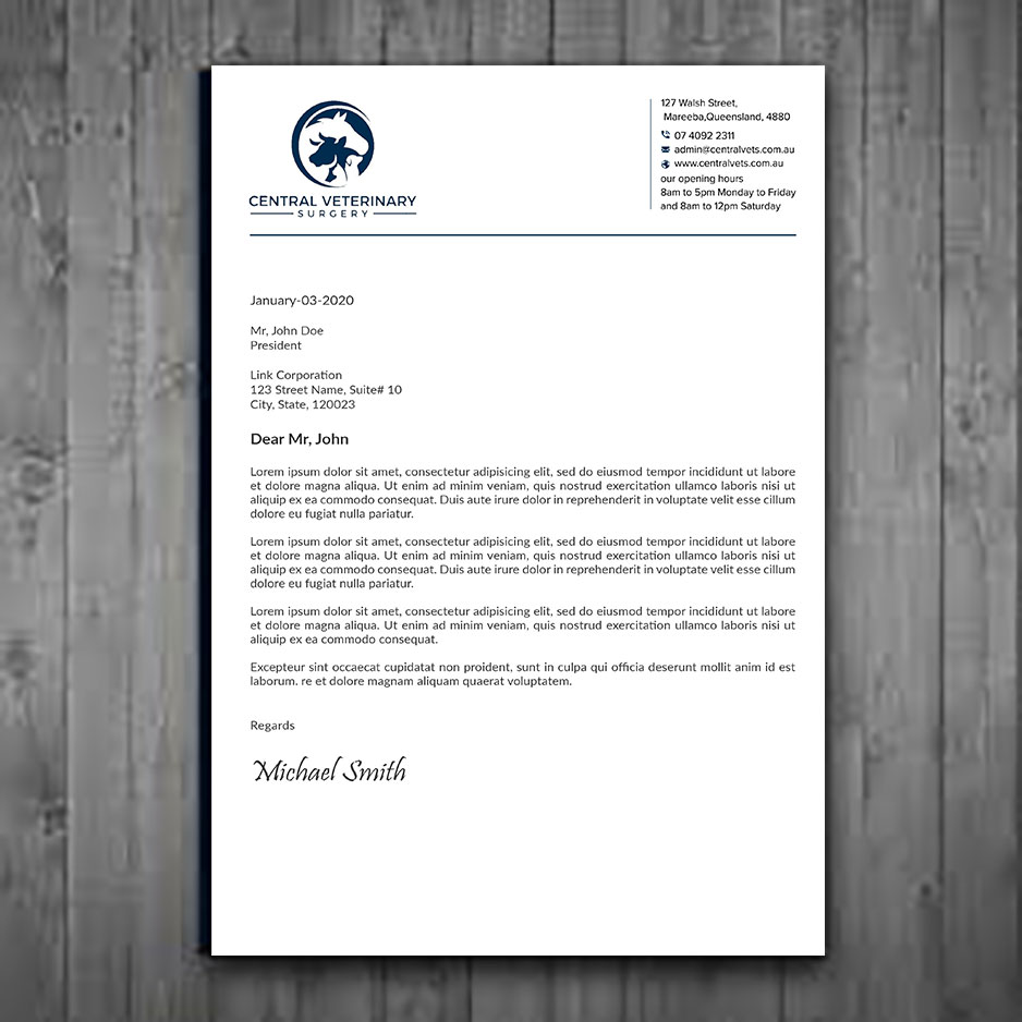 Diseño de Membrete por sadikul islam para Central Veterinary Surgery | Diseño #28354284