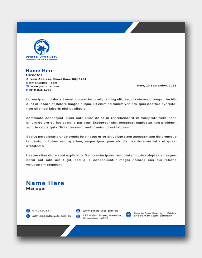 Letterhead Design by salman2540 for Central Veterinary Surgery | Design #28354403