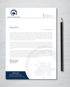 Letterhead Design by artbitin for Central Veterinary Surgery | Design: #28349994
