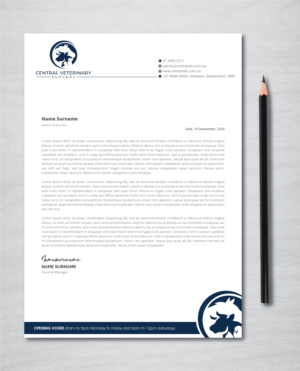 Letterhead Design by artbitin for Central Veterinary Surgery | Design: #28349999