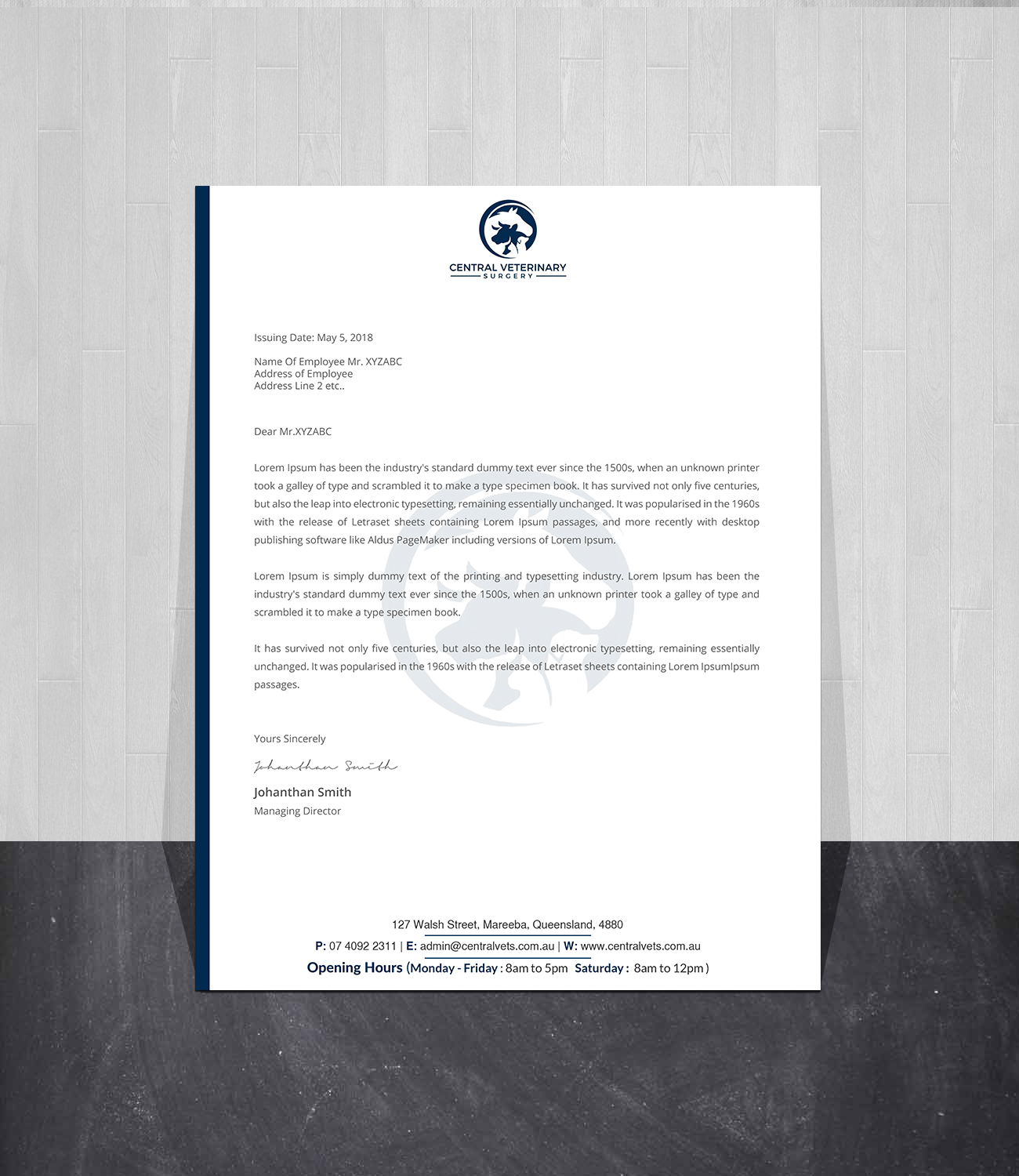 Letterhead Design by Creations Box 2015 for Central Veterinary Surgery | Design #28358577