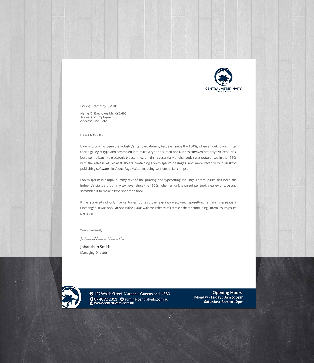 Letterhead Design by Creations Box 2015 for Central Veterinary Surgery | Design #28358580