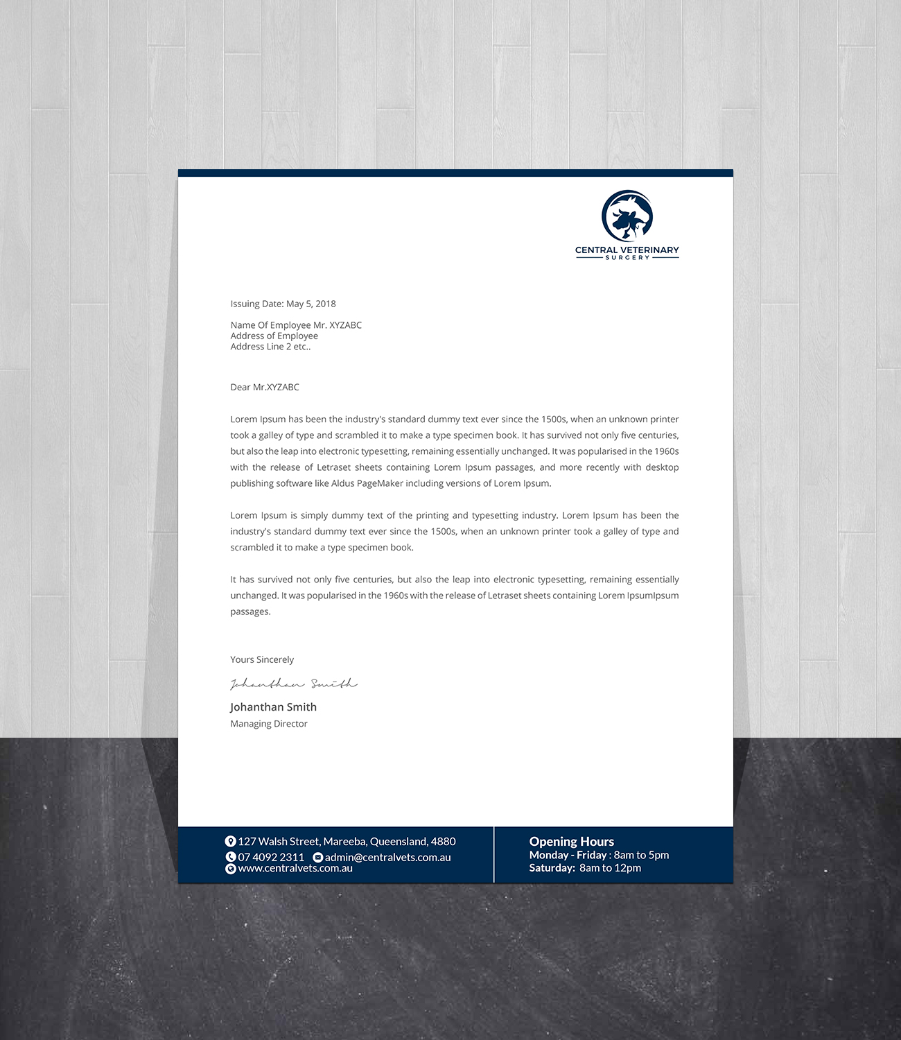 Letterhead Design by Creations Box 2015 for Central Veterinary Surgery | Design #28358597