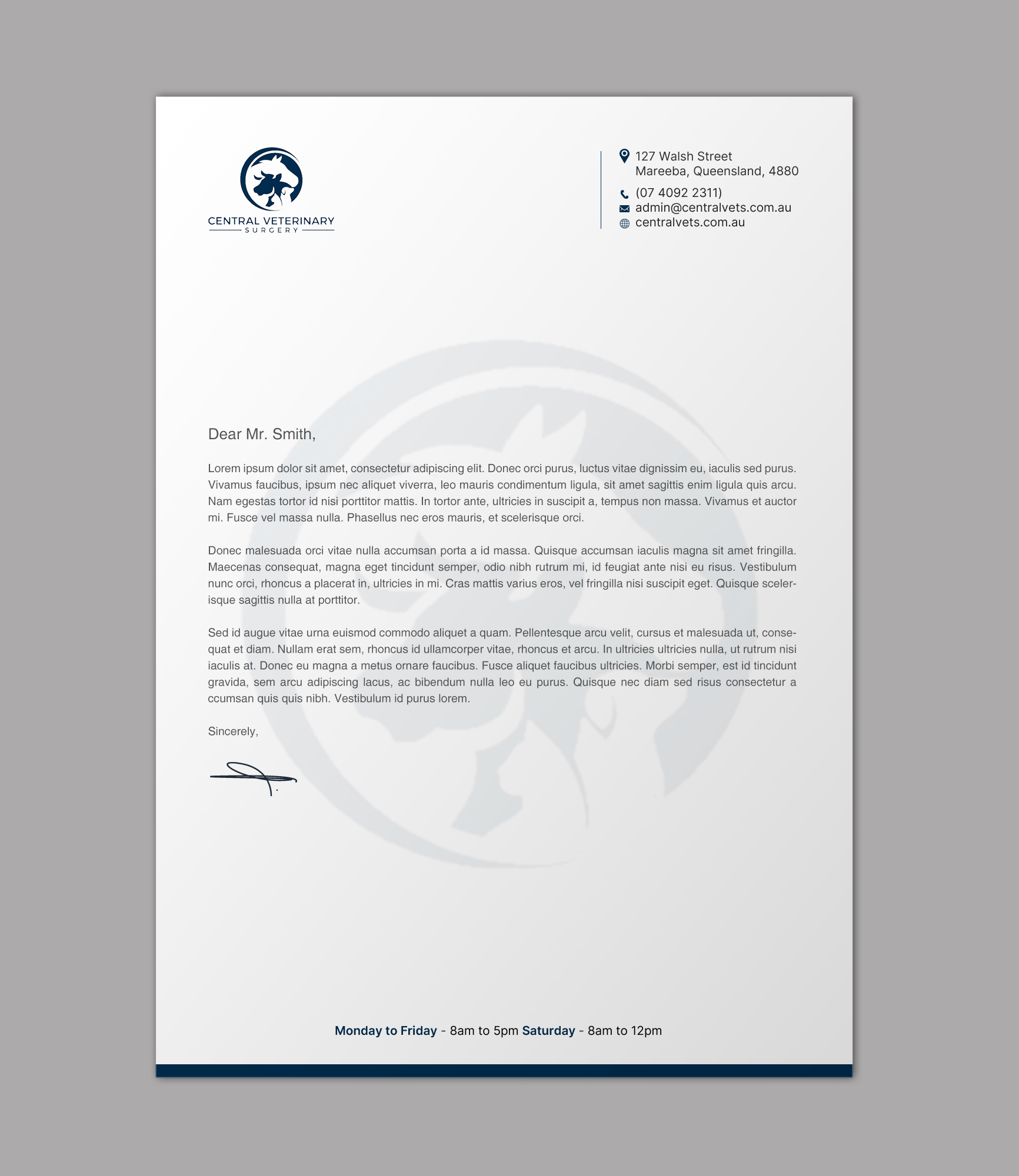 Letterhead Design by chandrayaan.creative for Central Veterinary Surgery | Design #28356281