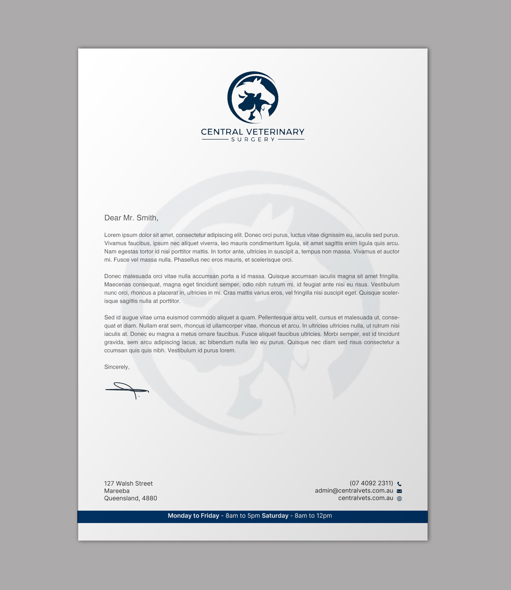 Letterhead Design by chandrayaan.creative for Central Veterinary Surgery | Design #28356284
