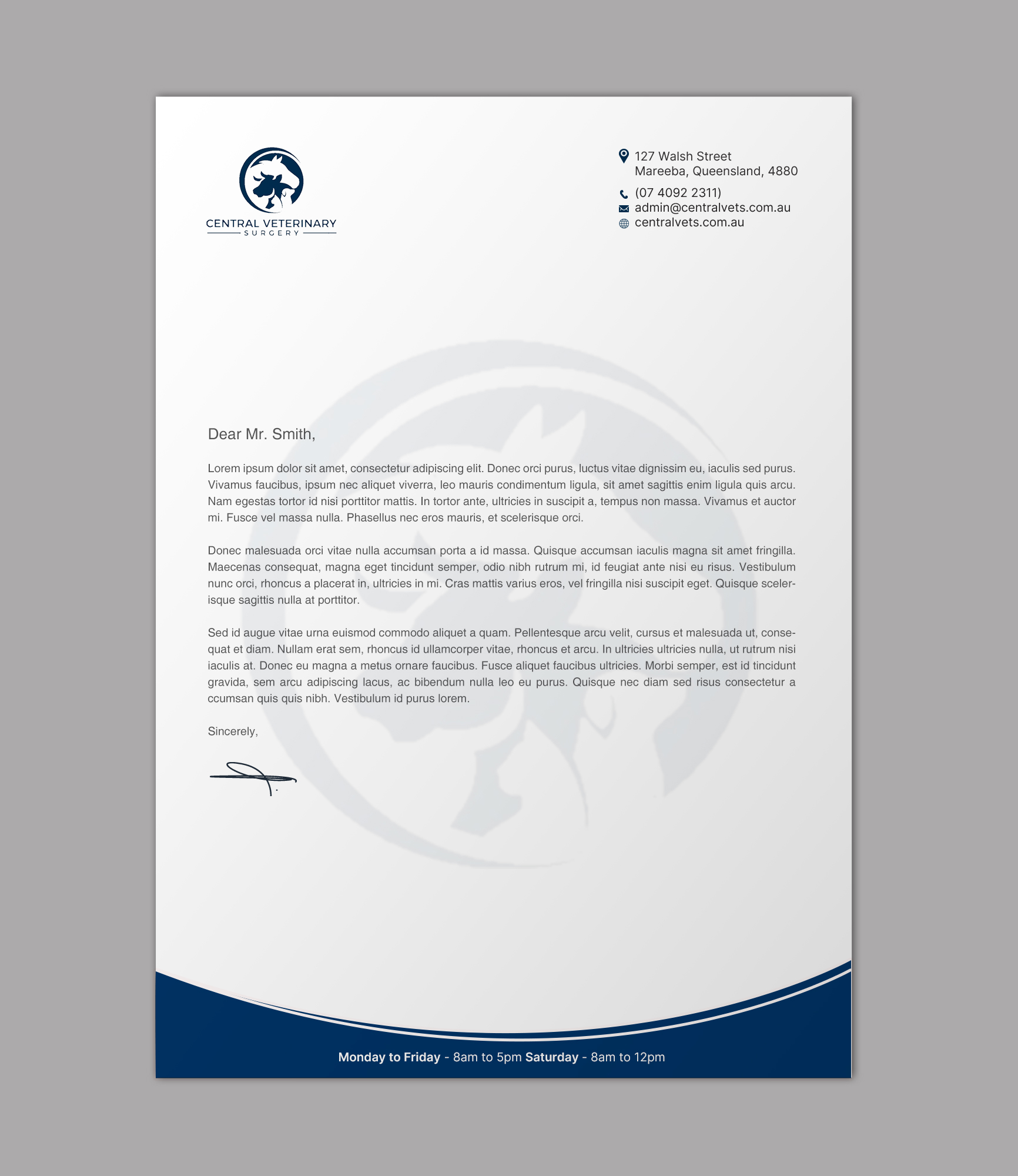 Letterhead Design by chandrayaan.creative for Central Veterinary Surgery | Design #28356285