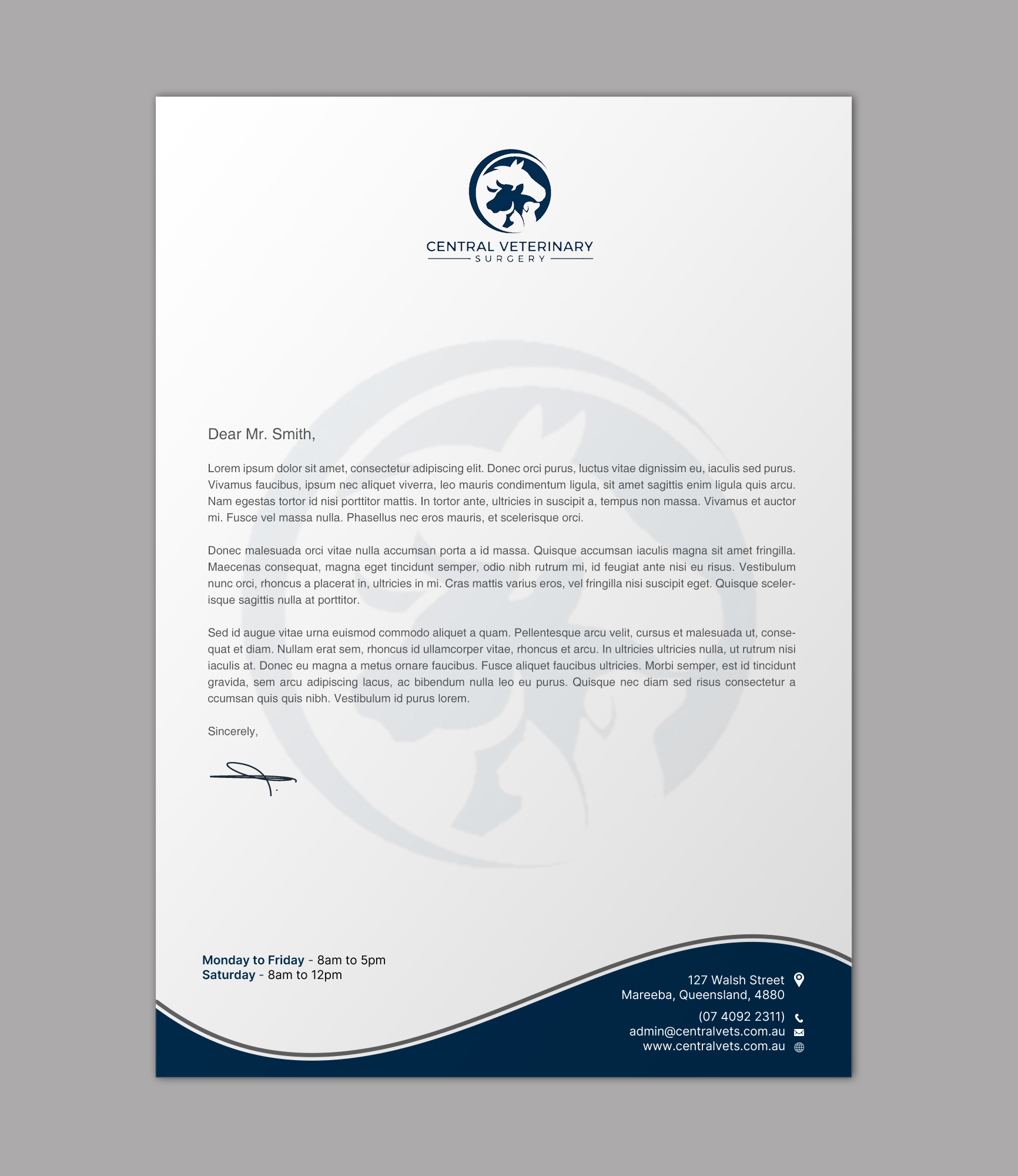 Letterhead Design by chandrayaan.creative for Central Veterinary Surgery | Design #28356286