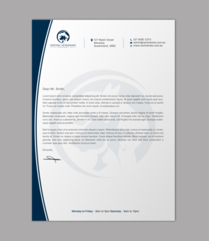 Letterhead Design by chandrayaan.creative for Central Veterinary Surgery | Design: #28356289
