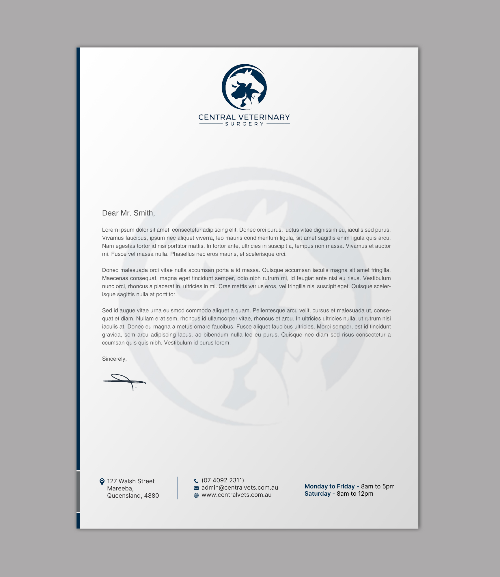 Letterhead Design by chandrayaan.creative for Central Veterinary Surgery | Design #28356290