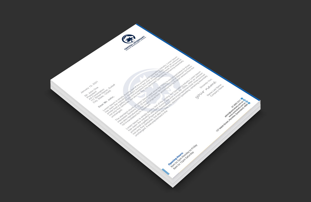 Diseño de Membrete por alpesh9520 para Central Veterinary Surgery | Diseño #28353350