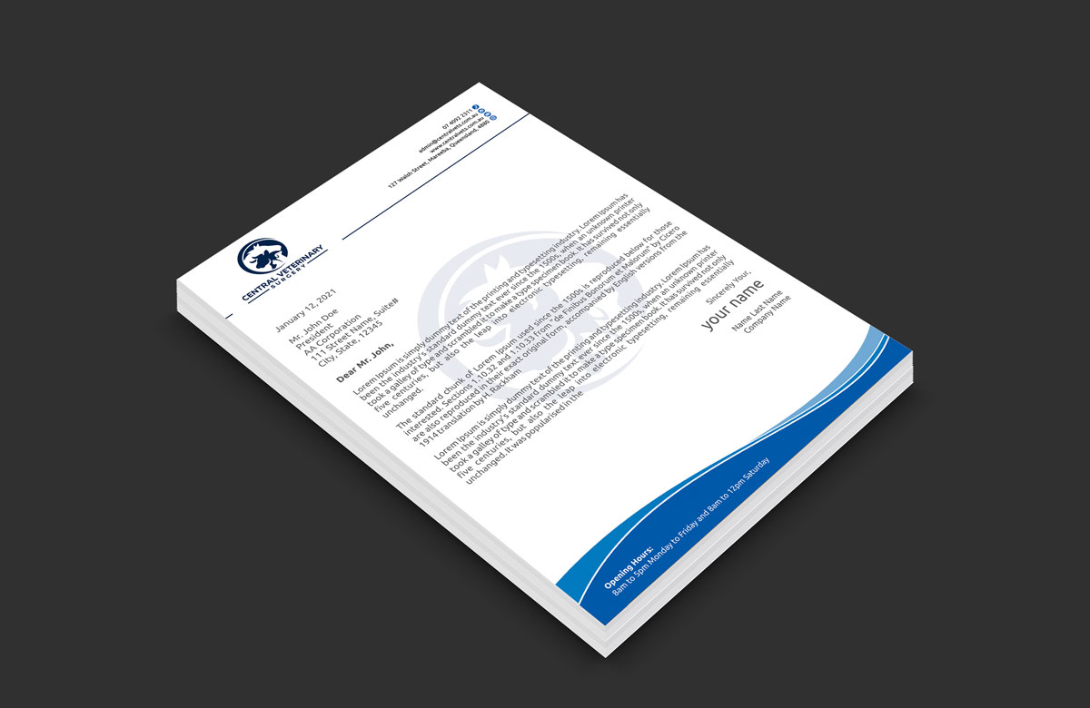 Diseño de Membrete por alpesh9520 para Central Veterinary Surgery | Diseño #28353359