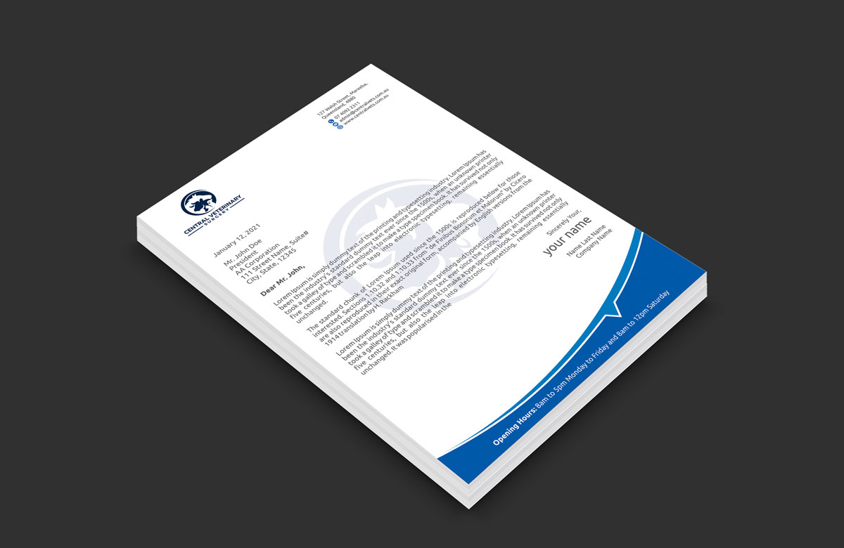 Diseño de Membrete por alpesh9520 para Central Veterinary Surgery | Diseño #28353360