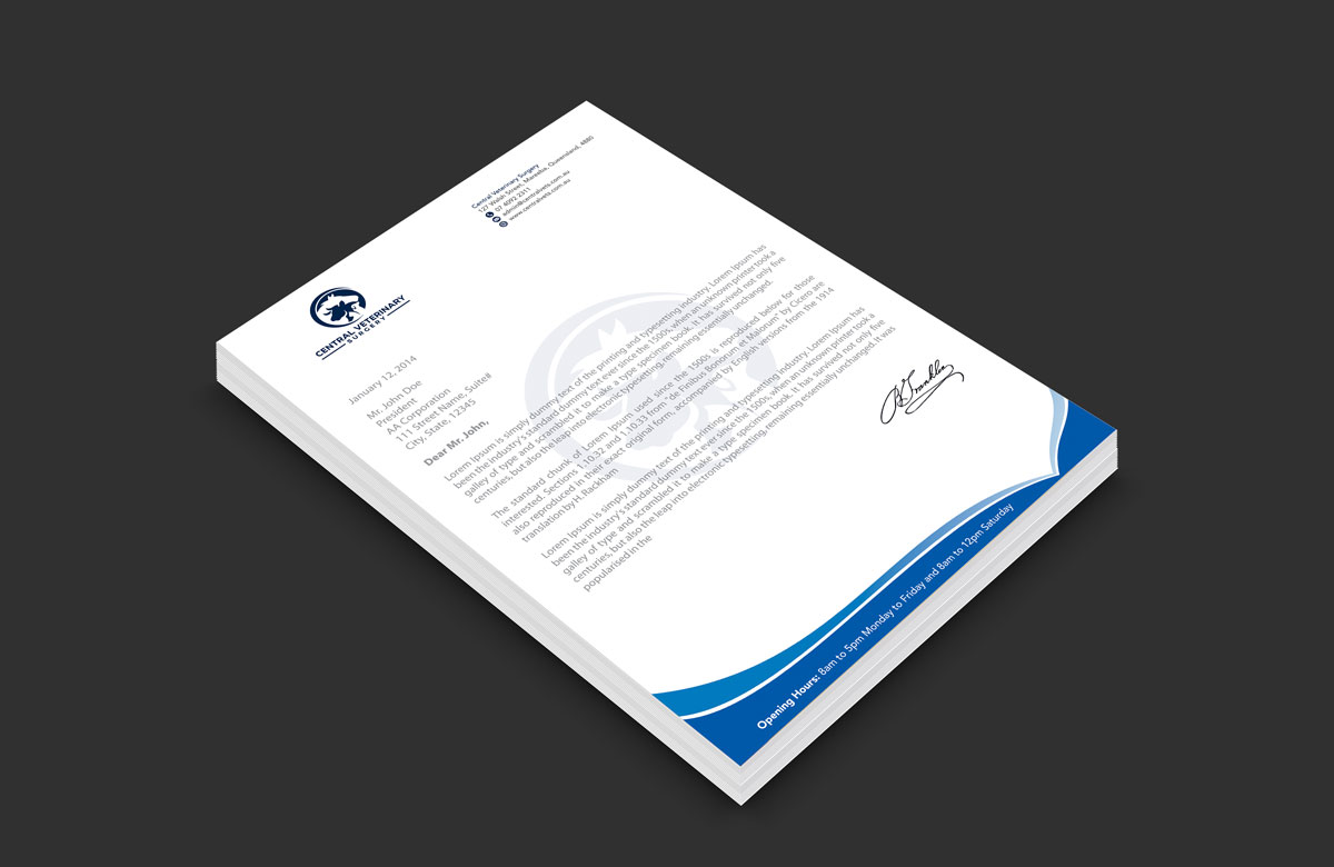 Diseño de Membrete por alpesh9520 para Central Veterinary Surgery | Diseño #28353369