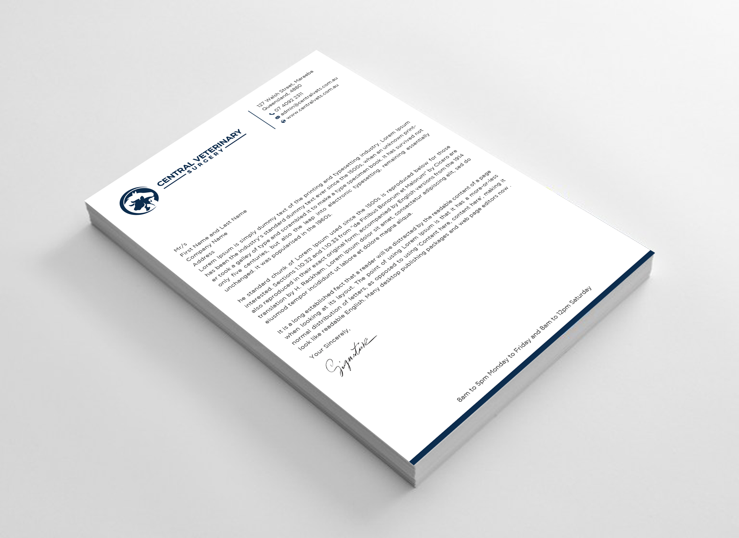 Letterhead Design by Uttom 2 for Central Veterinary Surgery | Design #28364996