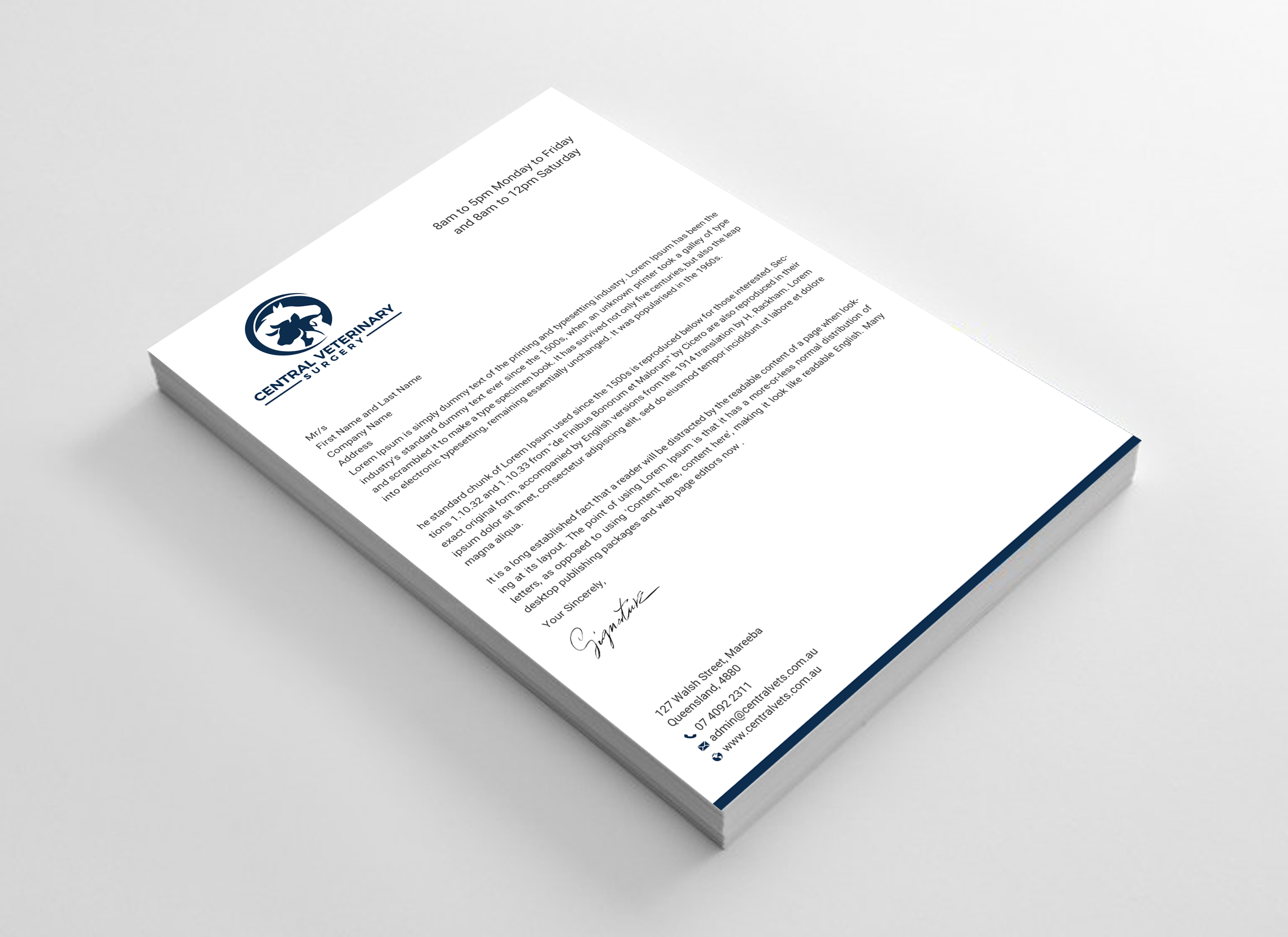 Letterhead Design by Uttom 2 for Central Veterinary Surgery | Design #28364999