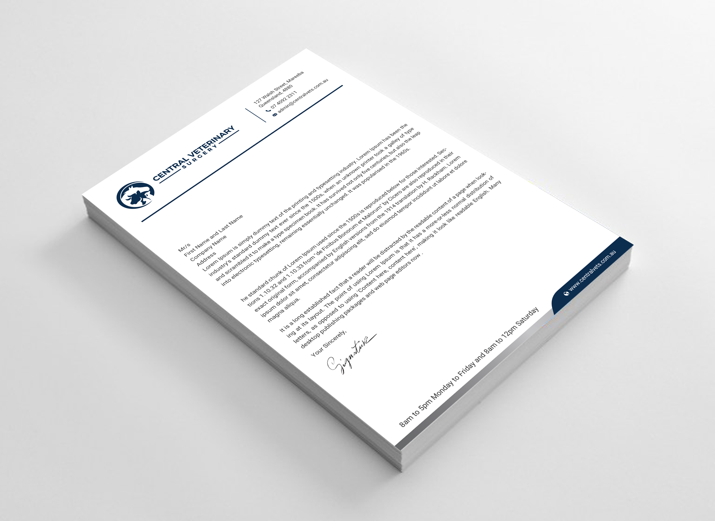 Letterhead Design by Uttom 2 for Central Veterinary Surgery | Design #28365001