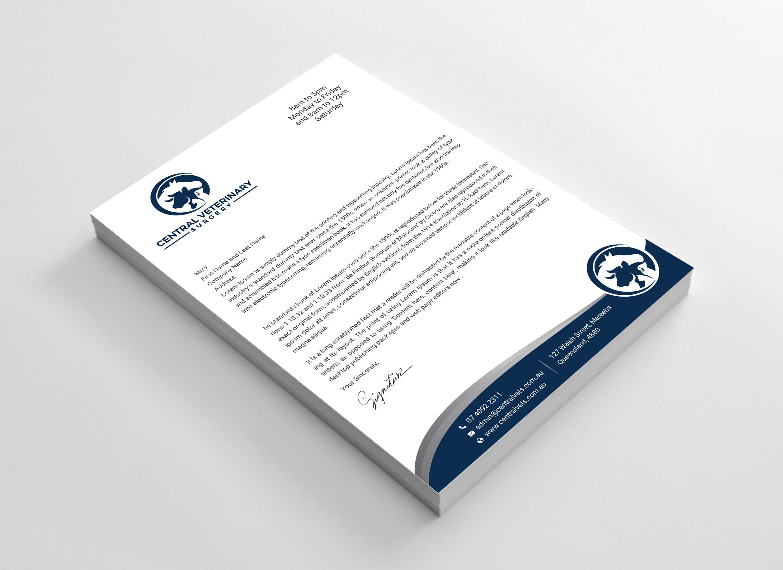 Letterhead Design by Uttom 2 for Central Veterinary Surgery | Design #28365004