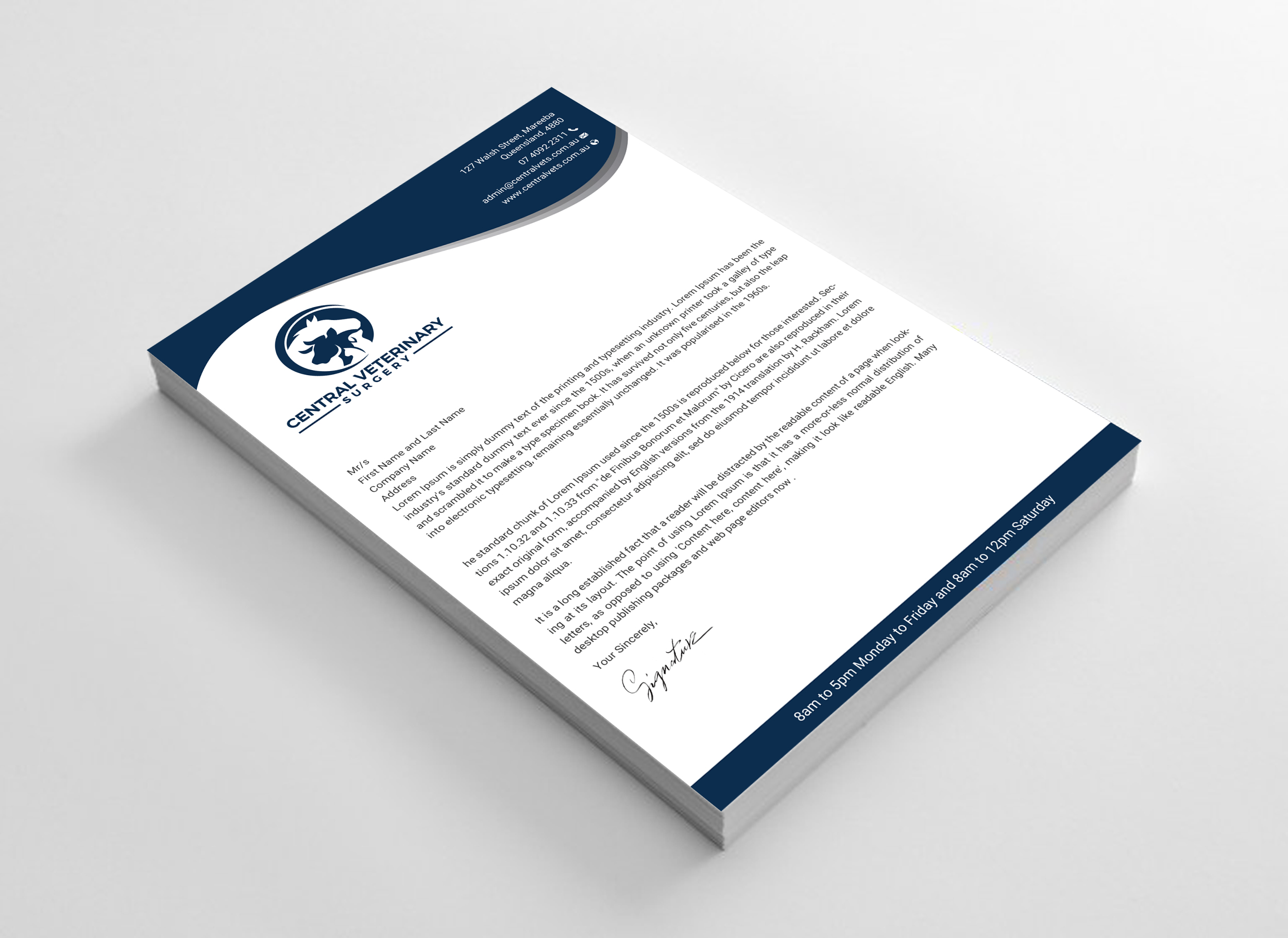 Letterhead Design by Uttom 2 for Central Veterinary Surgery | Design #28365005