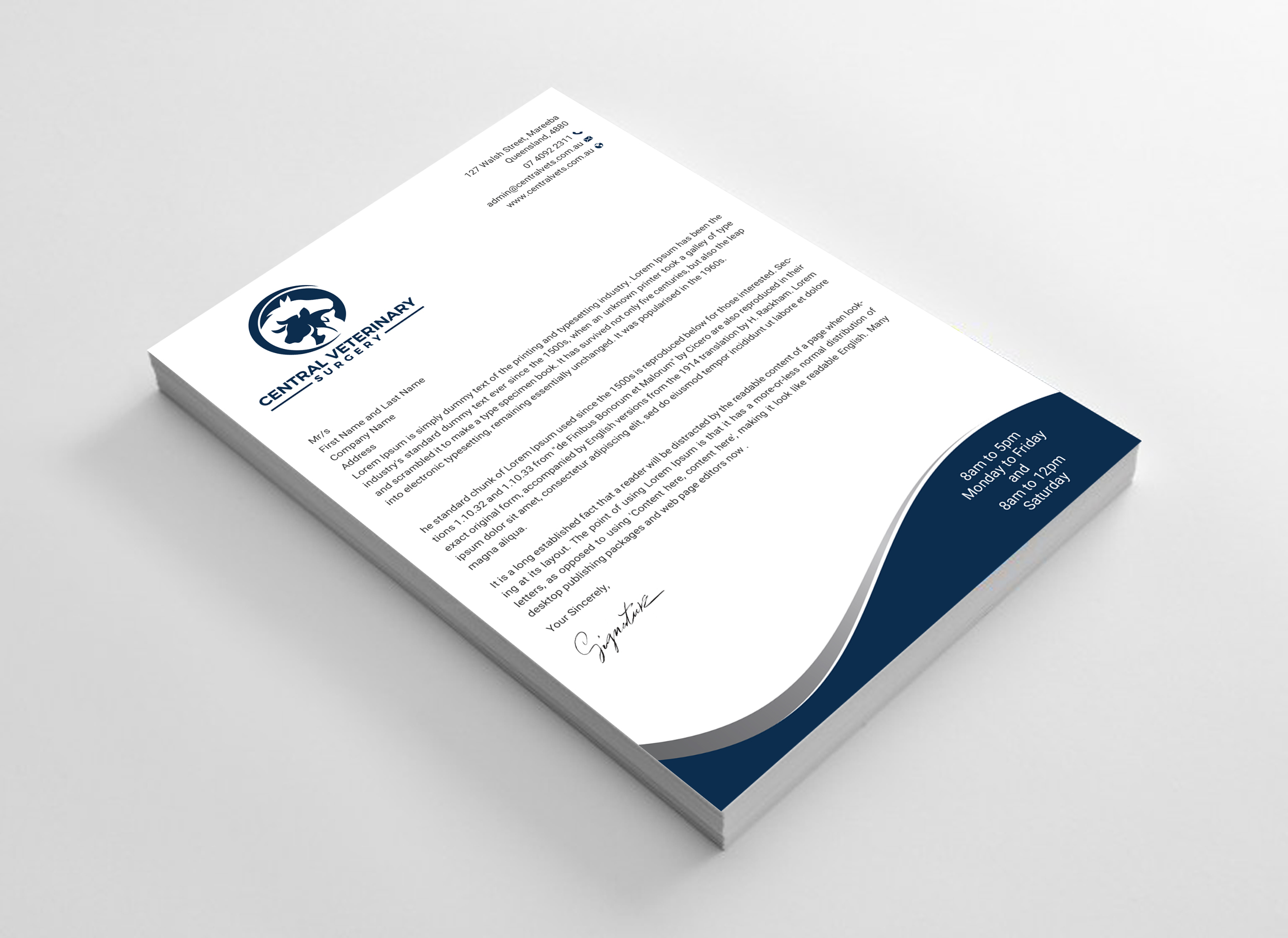 Letterhead Design by Uttom 2 for Central Veterinary Surgery | Design #28365006