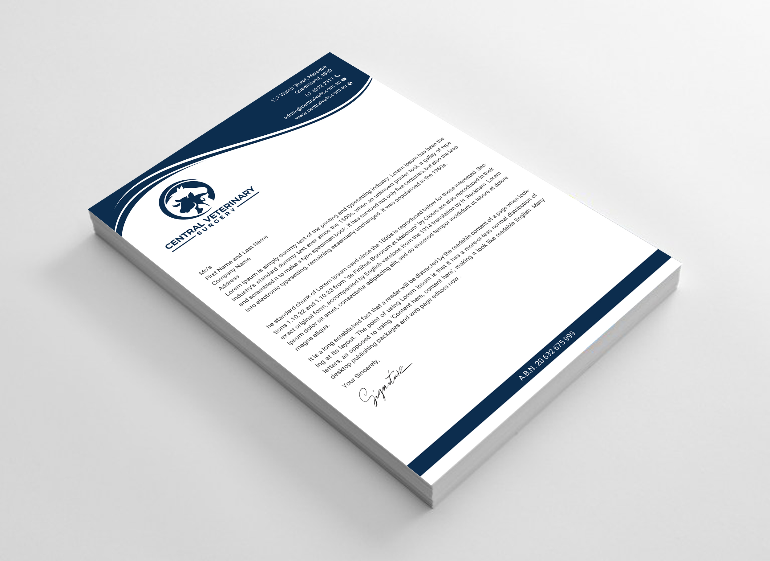 Letterhead Design by Uttom 2 for Central Veterinary Surgery | Design #28384730