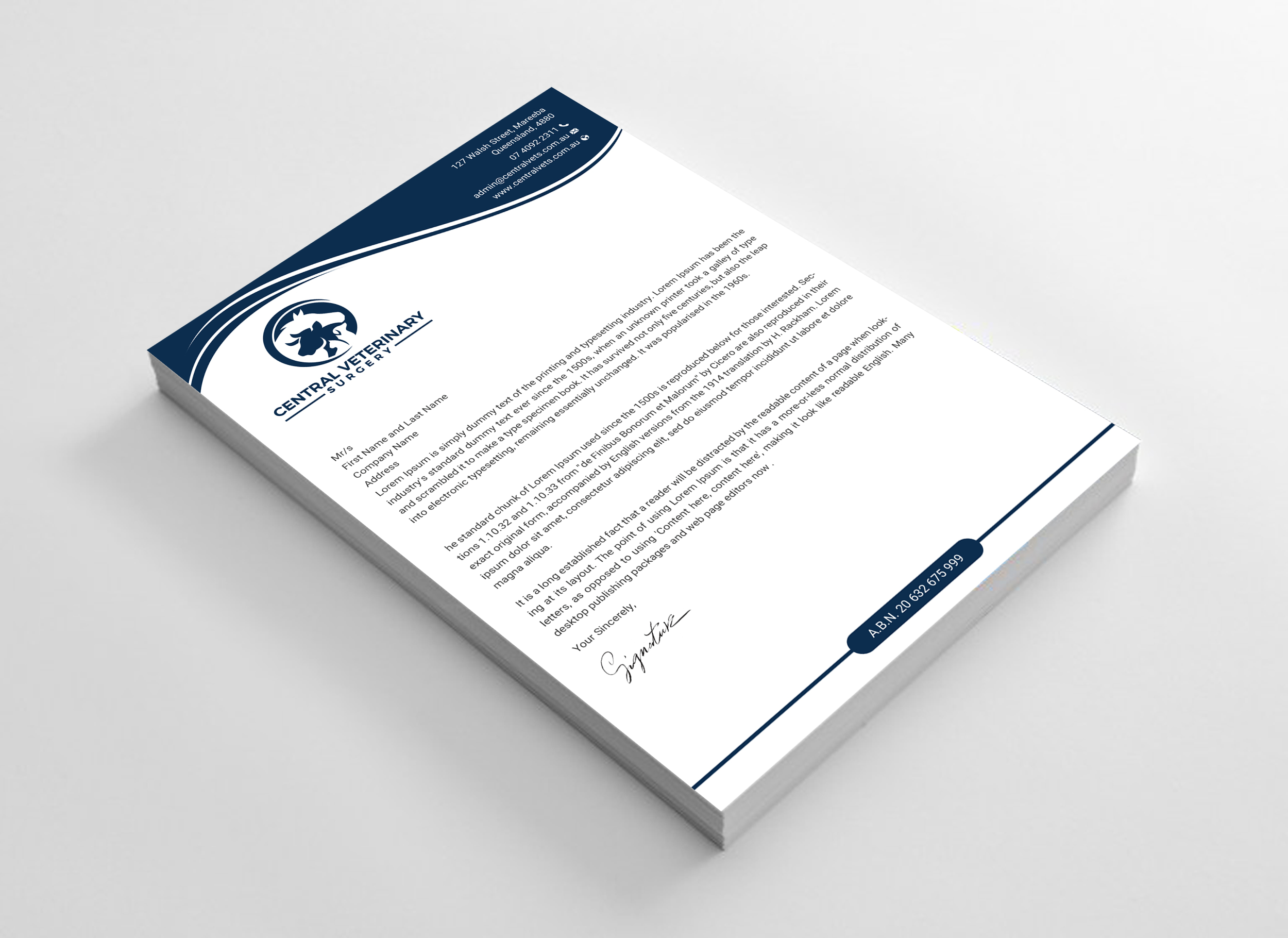 Letterhead Design by Uttom 2 for Central Veterinary Surgery | Design #28385167