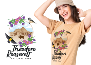 Feminine National Park T-shirt Logo - with flowers, birds, and more! | Design Graphique par Impressive Sol