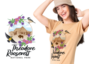 Feminine National Park T-shirt Logo - with flowers, birds, and more! | Graphic Design by Impressive Sol