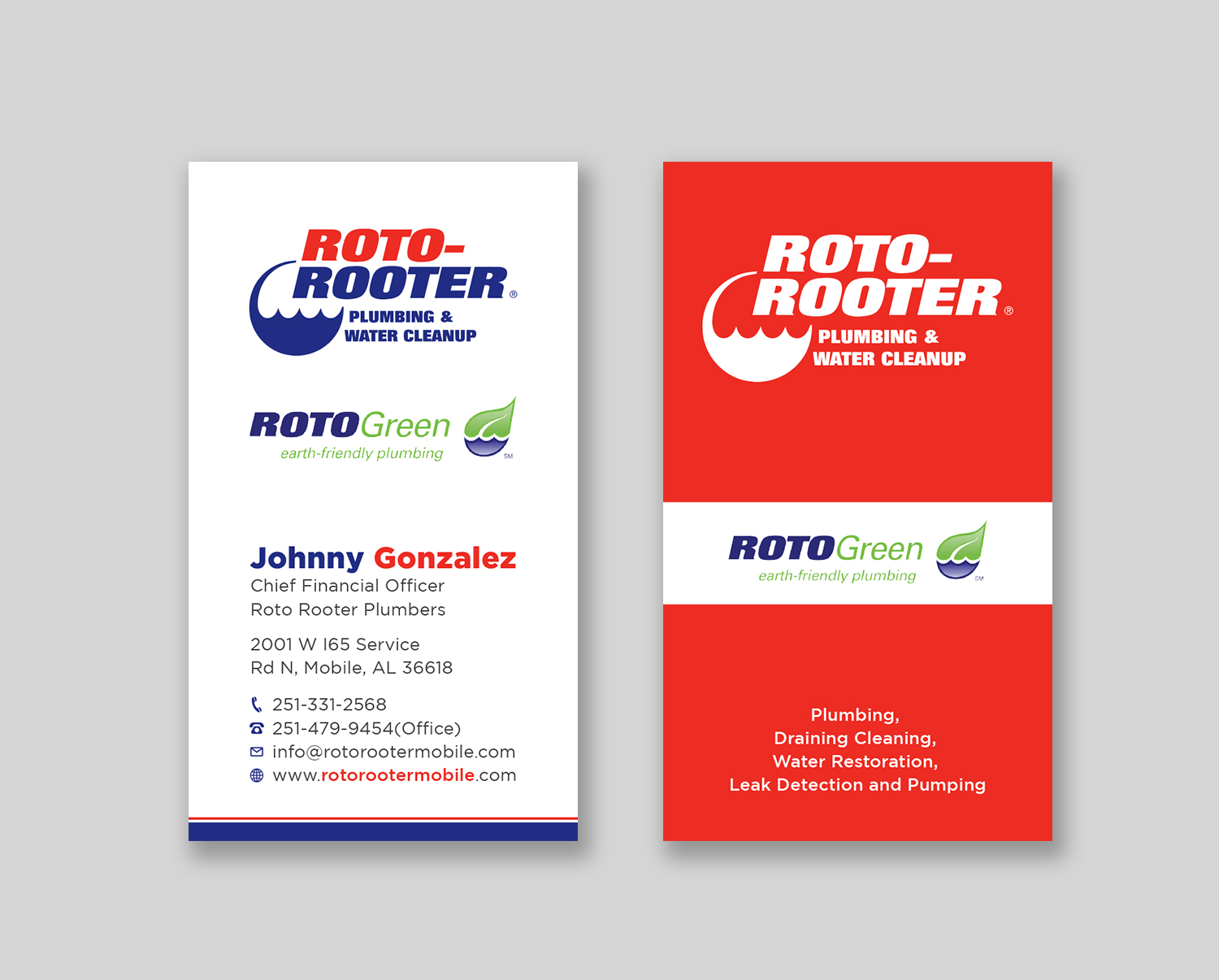 Diseño de Tarjeta de Presentación por Tripti Ranjan Gain para Roto Rooter Plumbers | Diseño #28382832