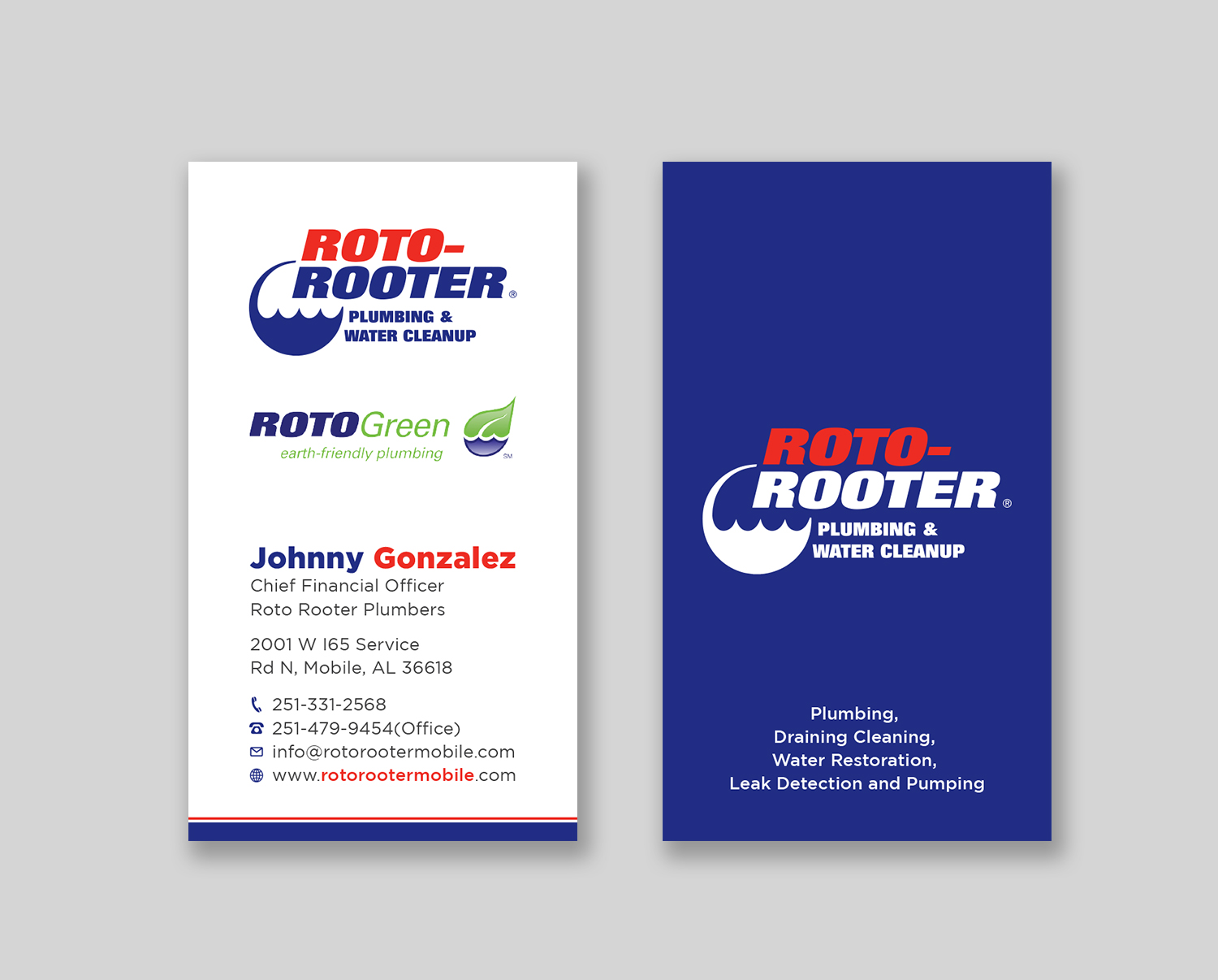 Diseño de Tarjeta de Presentación por Tripti Ranjan Gain para Roto Rooter Plumbers | Diseño #28382833