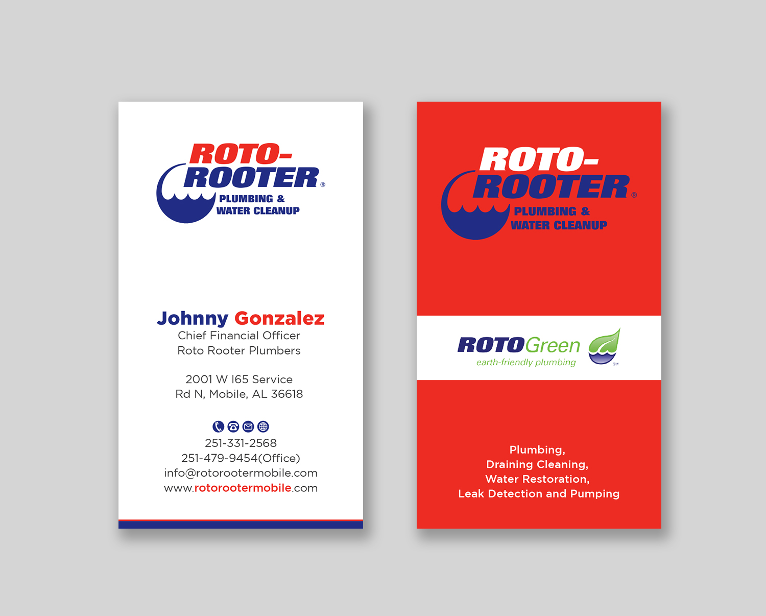 Diseño de Tarjeta de Presentación por Tripti Ranjan Gain para Roto Rooter Plumbers | Diseño #28382837