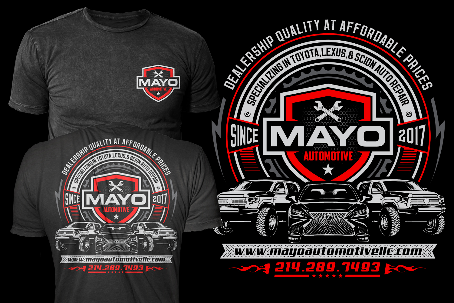 T-shirt Design by APHOTIC APPAREL for Mayo Automotive LLC | Design #28377776