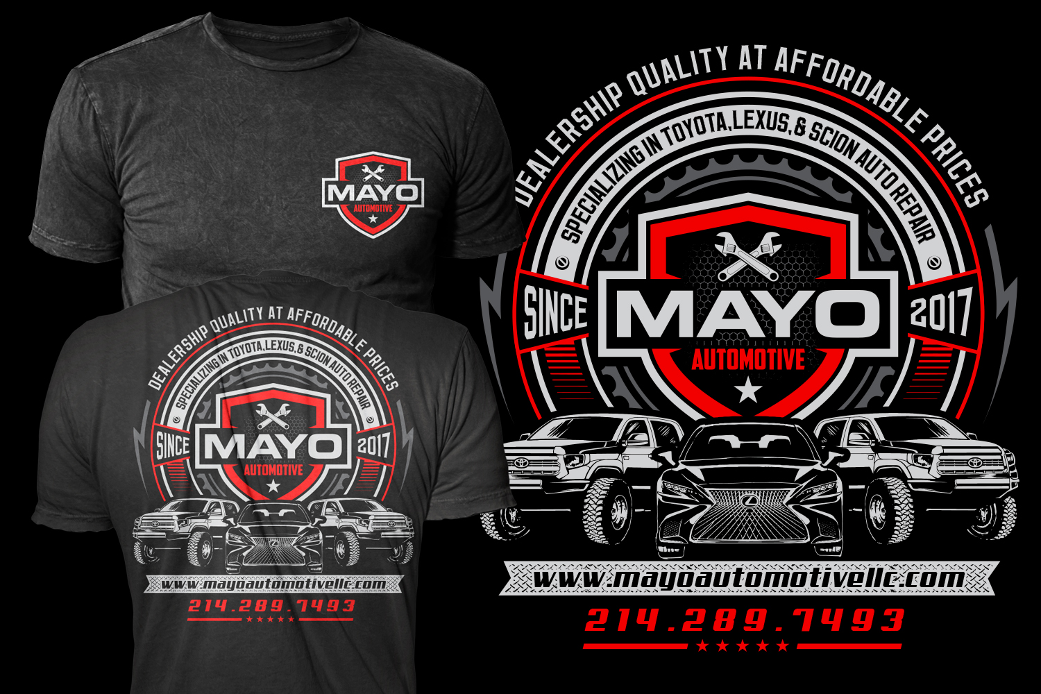 T-shirt Design by APHOTIC APPAREL for Mayo Automotive LLC | Design: #28394814
