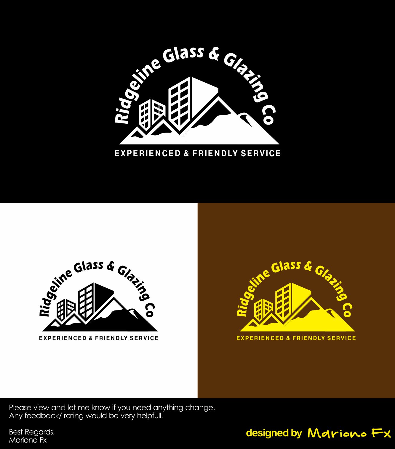 Logo Design by Mariono Fx for Ridgeline Glass & Glazing Co. | Design #28370092