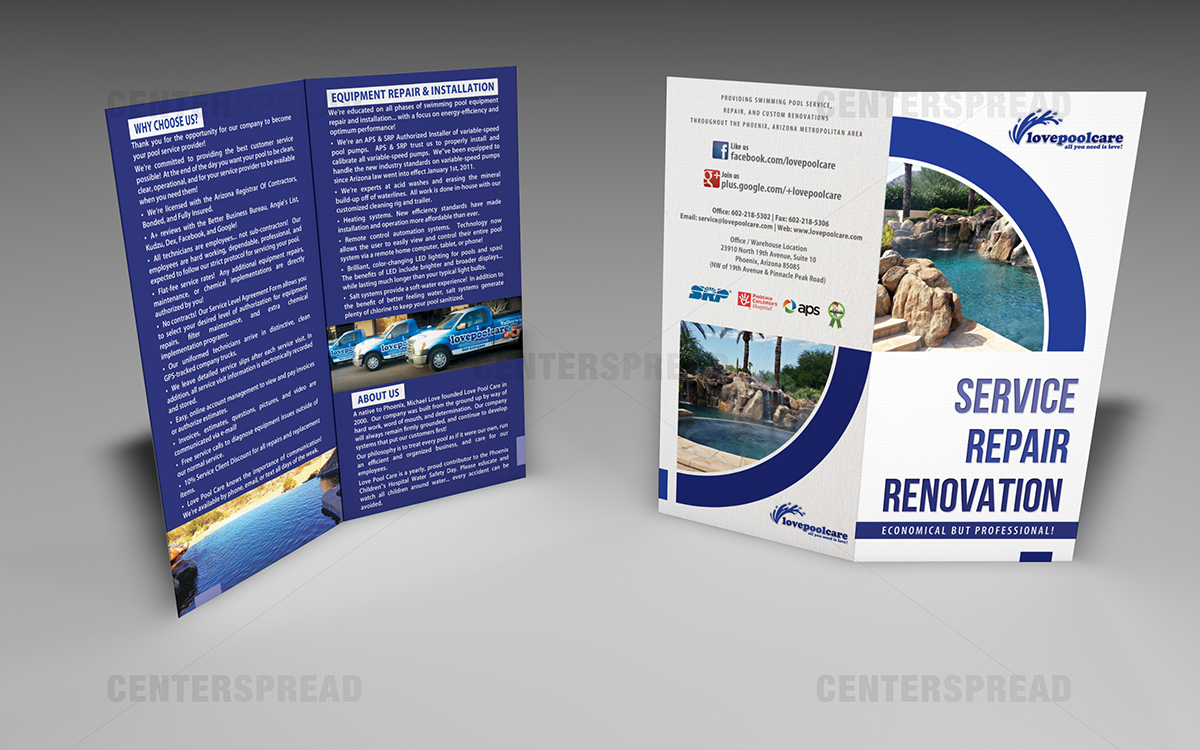 Design de Brochure par CENTERSPREAD pour Love Pool Care | Design #3113283