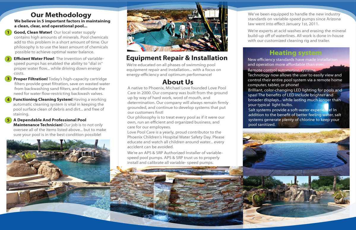 Diseño de Brochure por T2Dezign para Love Pool Care | Diseño #3116783