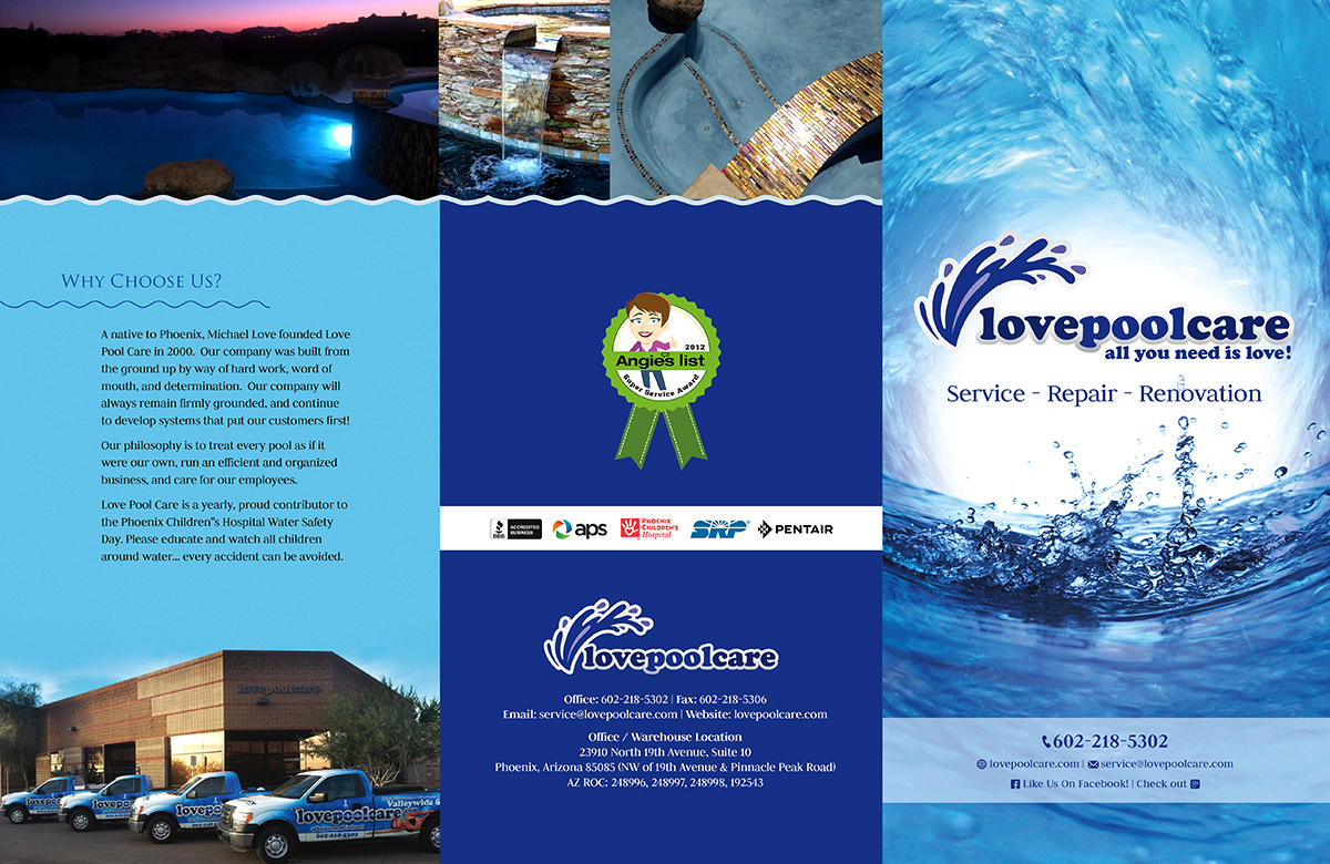Diseño de Brochure por laxman2creative para Love Pool Care | Diseño #3089893
