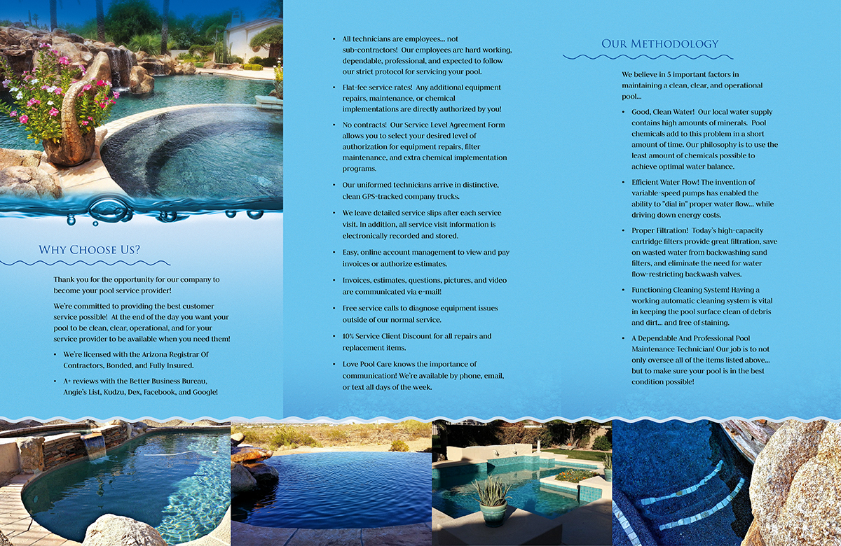 Brochure Design by laxman2creative for Love Pool Care | Design #3089898