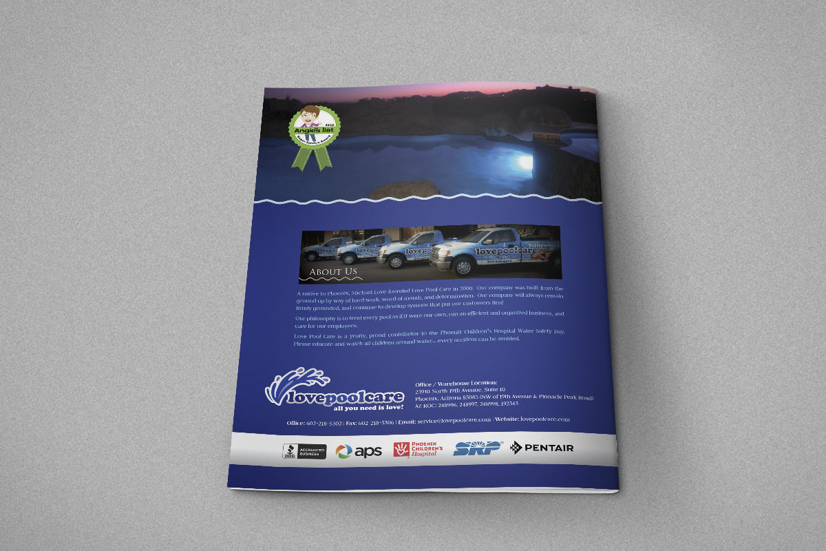 Diseño de Brochure por laxman2creative para Love Pool Care | Diseño #3106070