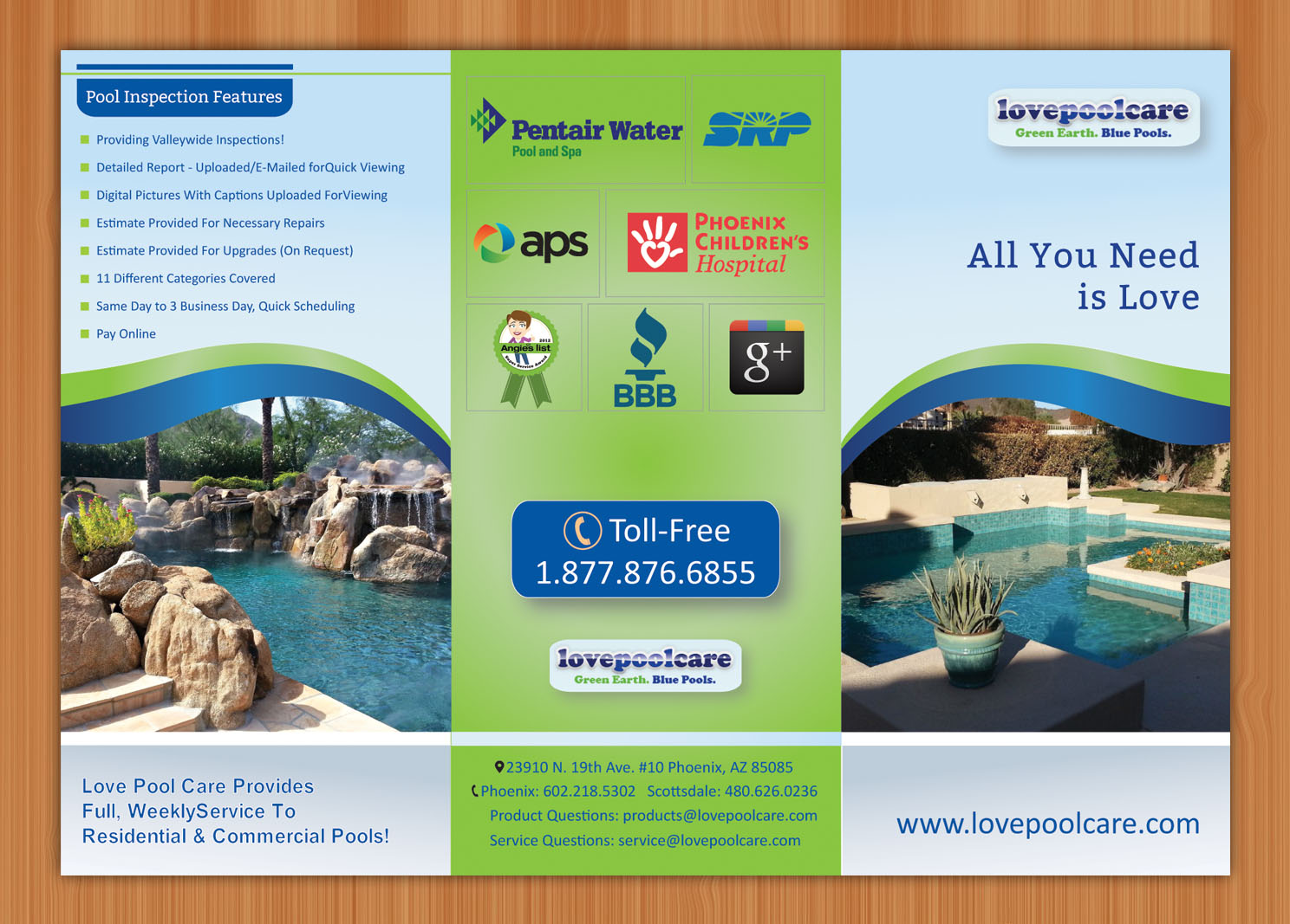 Brochure Design by Sbss for Love Pool Care | Design #3071813