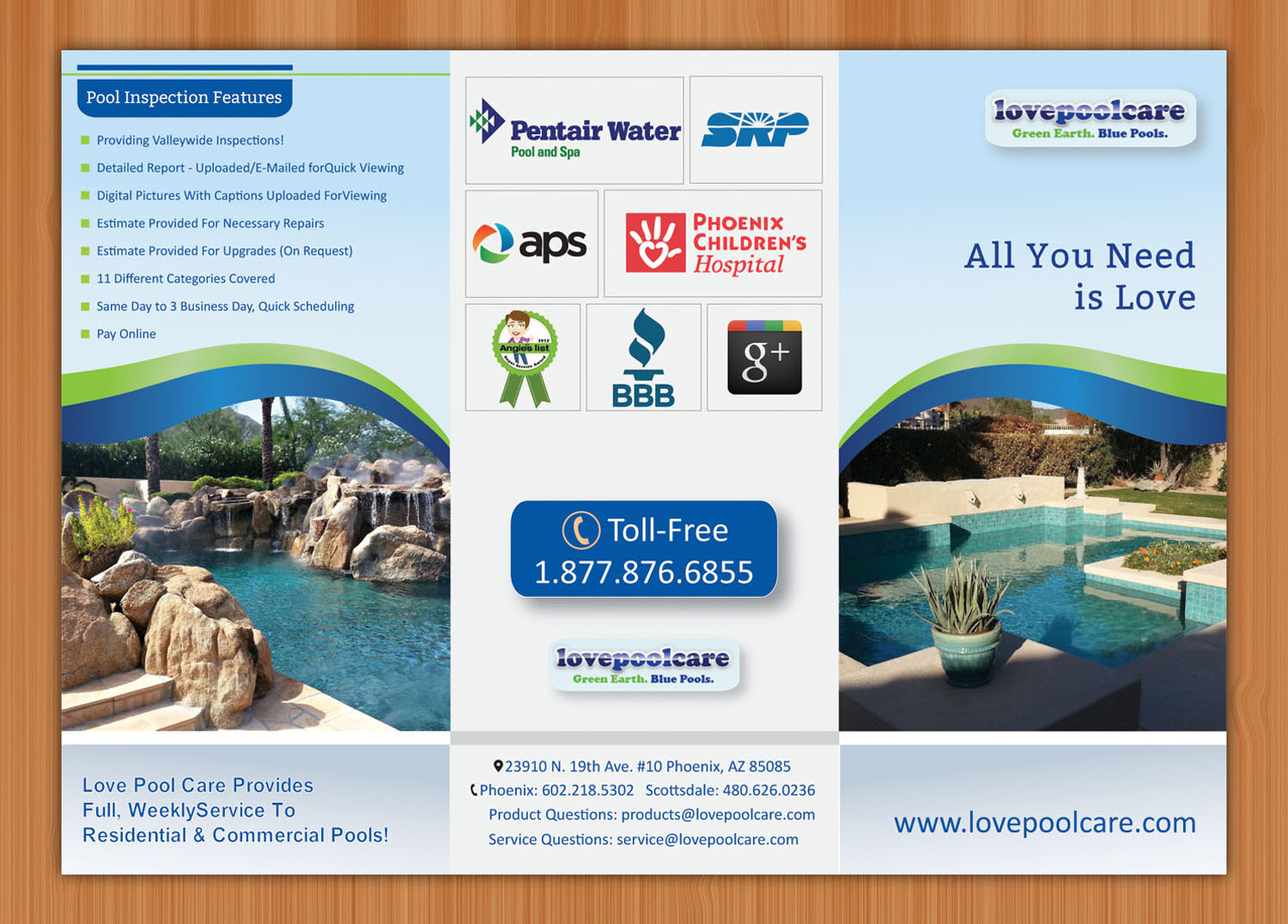Brochure Design by Sbss for Love Pool Care | Design #3071846