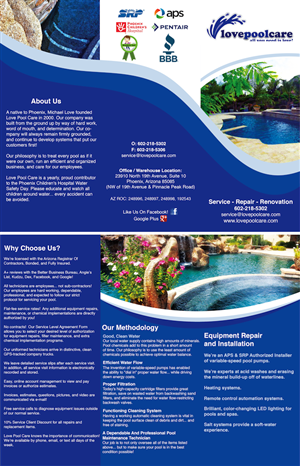 Brochure Design by Meri for Love Pool Care | Design #3081633