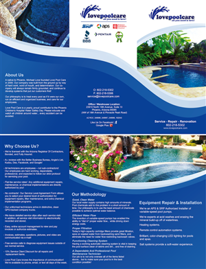 Brochure Design by Meri for Love Pool Care | Design: #3107392