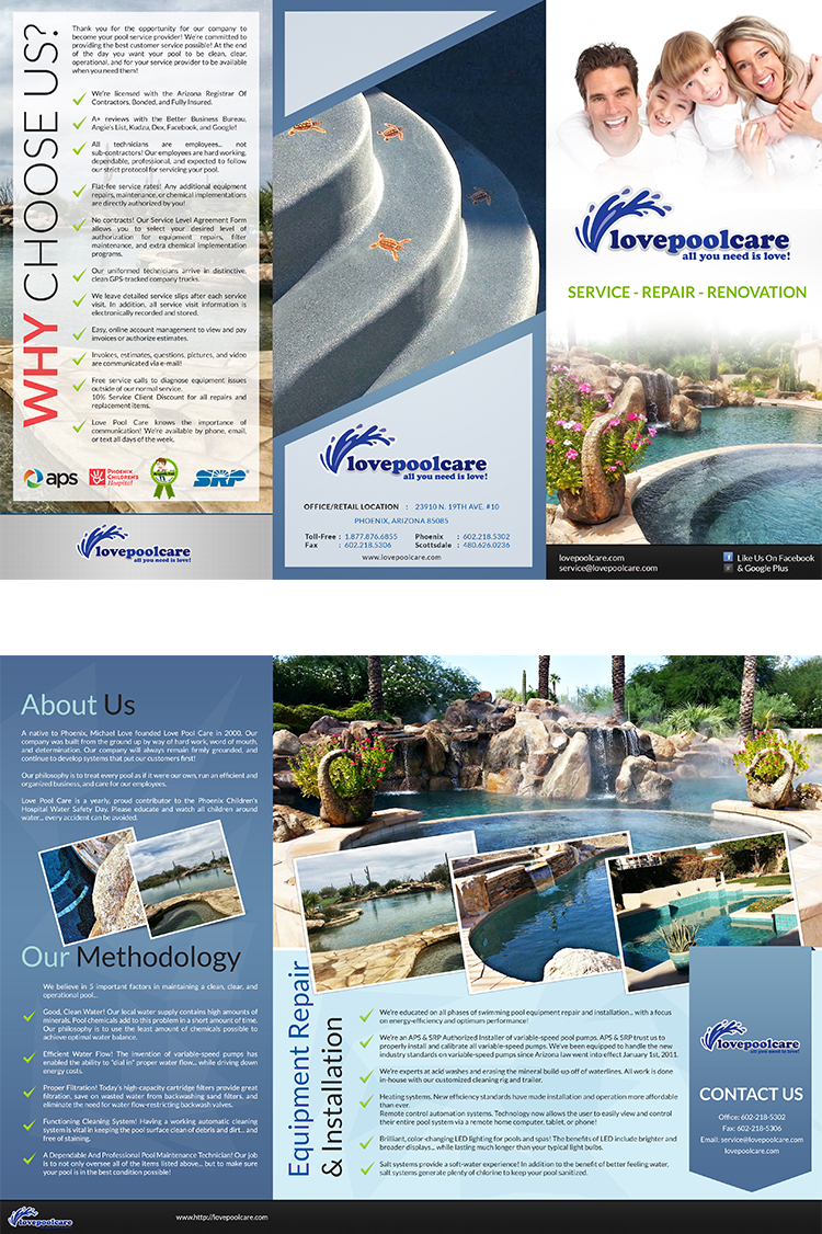 Brochure Design by WirePaper for Love Pool Care | Design #3087569
