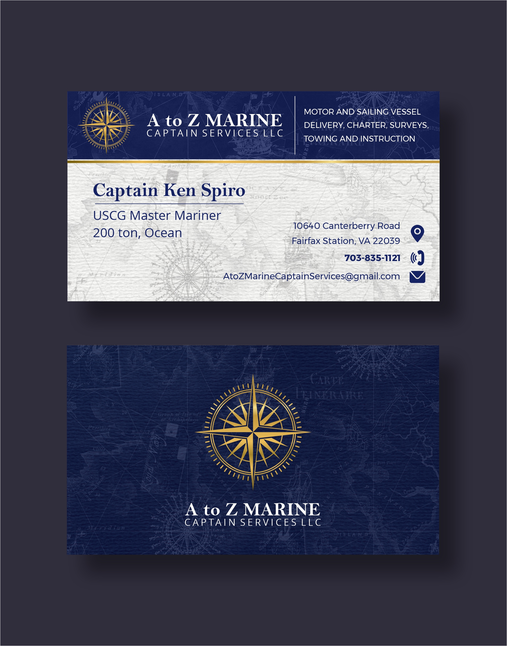 Logo-Design von eldibujantelugo für A to Z Marine Captain Services LLC | Design: #28410439