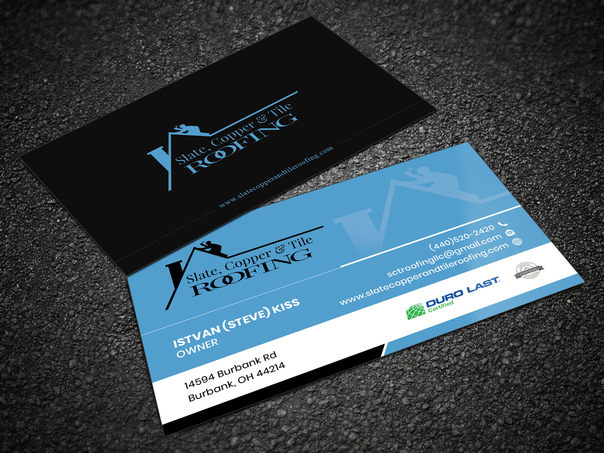 Business Card Design by Sandaruwan for Slate, Copper and Tile Roofing LLC | Design #28419787