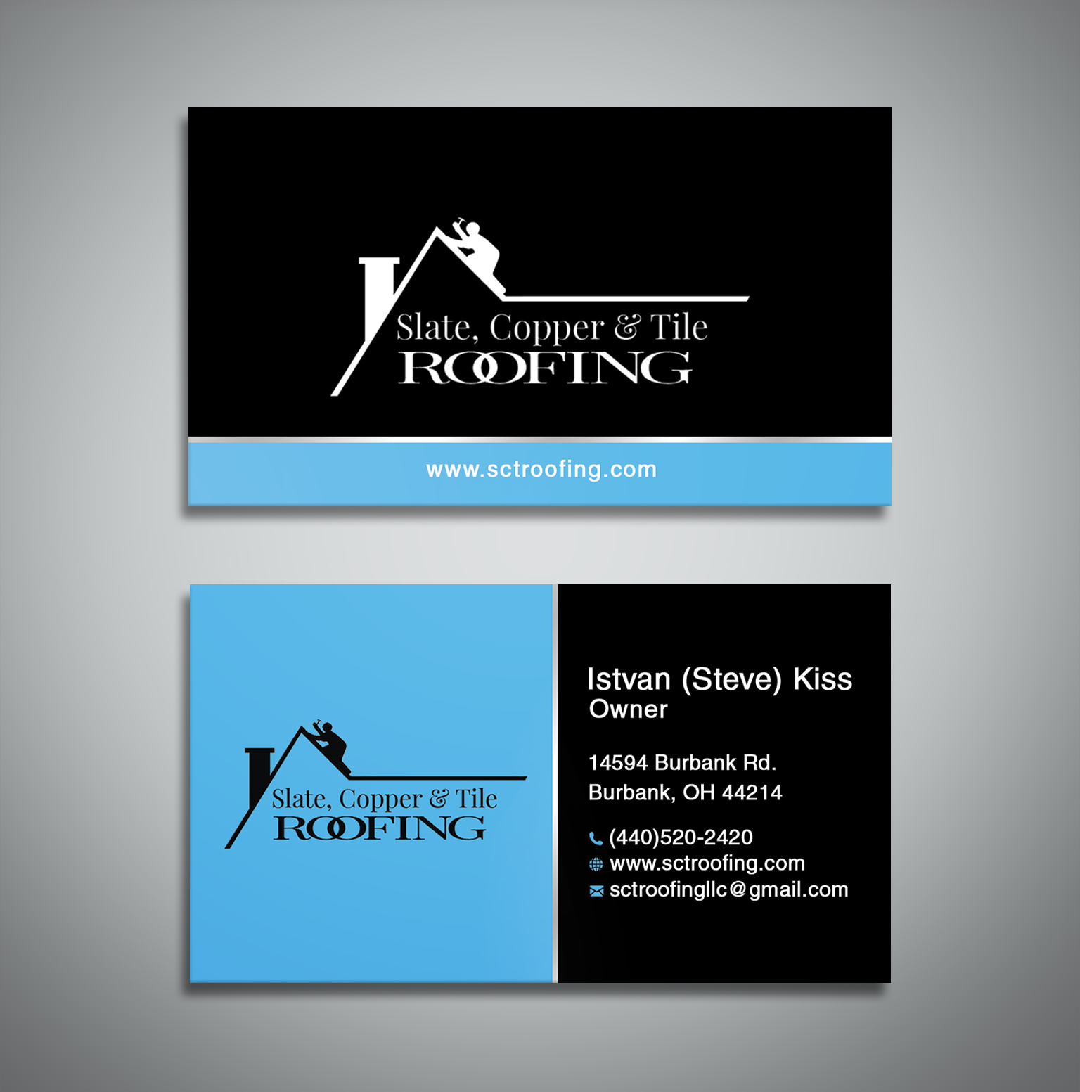 Design de Carte de Visite par Creative Moon Design pour Slate, Copper and Tile Roofing LLC | Design #28416977