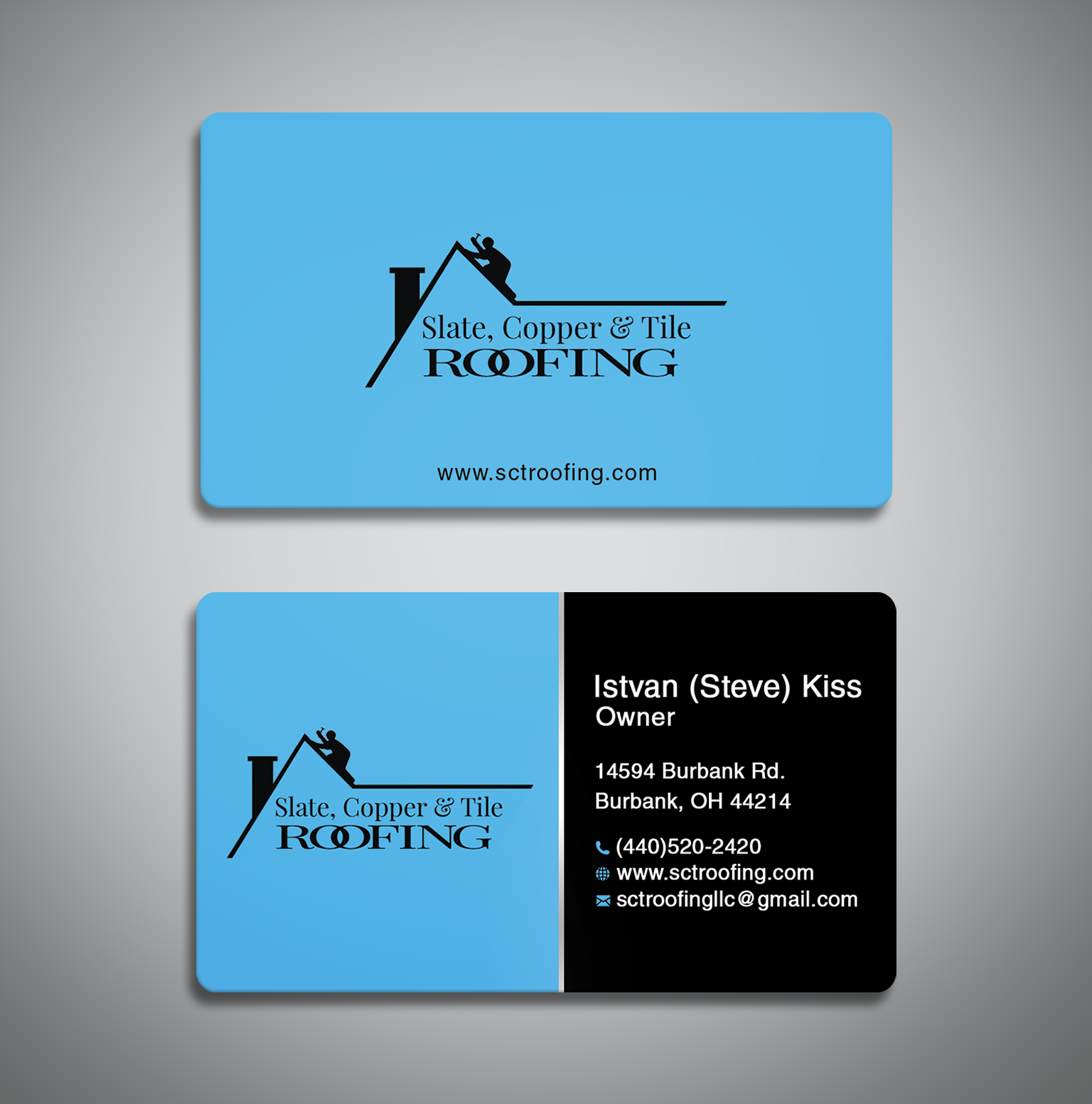Design de Carte de Visite par Creative Moon Design pour Slate, Copper and Tile Roofing LLC | Design #28416979