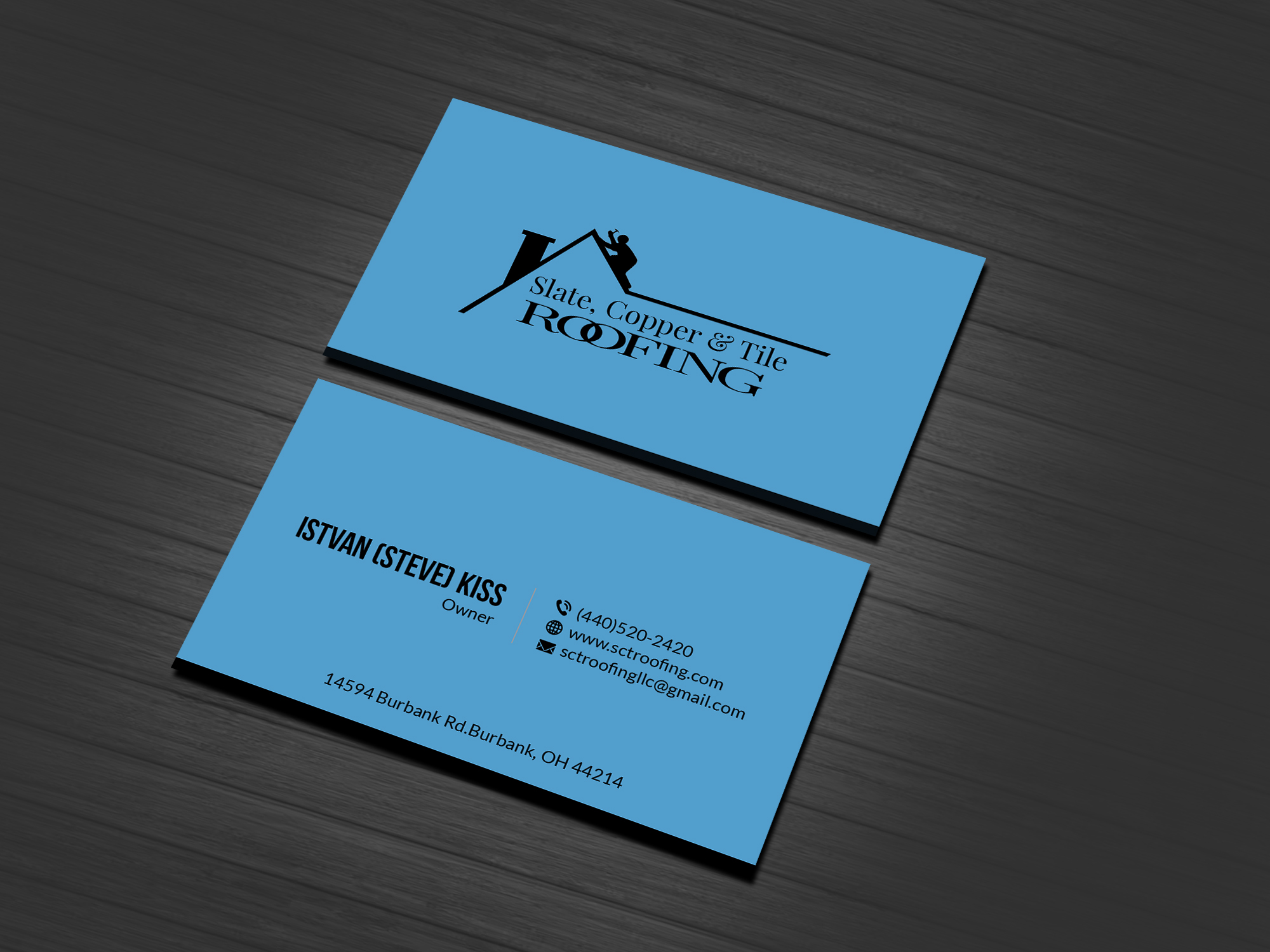 Business Card Design by Creations Box 2015 for Slate, Copper and Tile Roofing LLC | Design #28418119