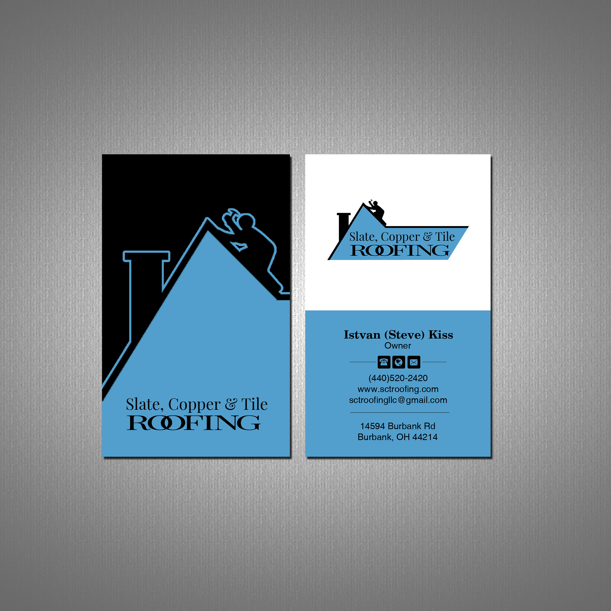 Visitenkarten-Design von Creations Box 2015 für Slate, Copper and Tile Roofing LLC | Design #28418167