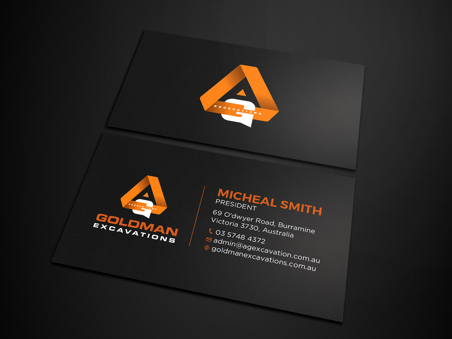 Business Card Design by RENEXIT for GOLDMAN EXCAVATIONS PTY LTD | Design #28421837